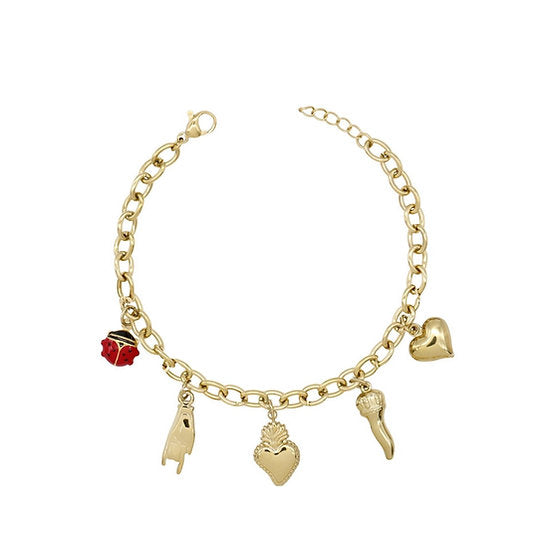 Bracciale con cuore sacro e charm pendenti