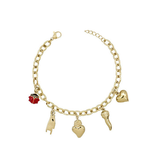 Bracciale con cuore sacro e charm pendenti